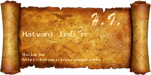 Hatvani Irén névjegykártya